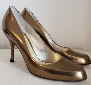 New Dolce & Gabbana Metallic Light Brown Bronze Pump Decollete Specchio